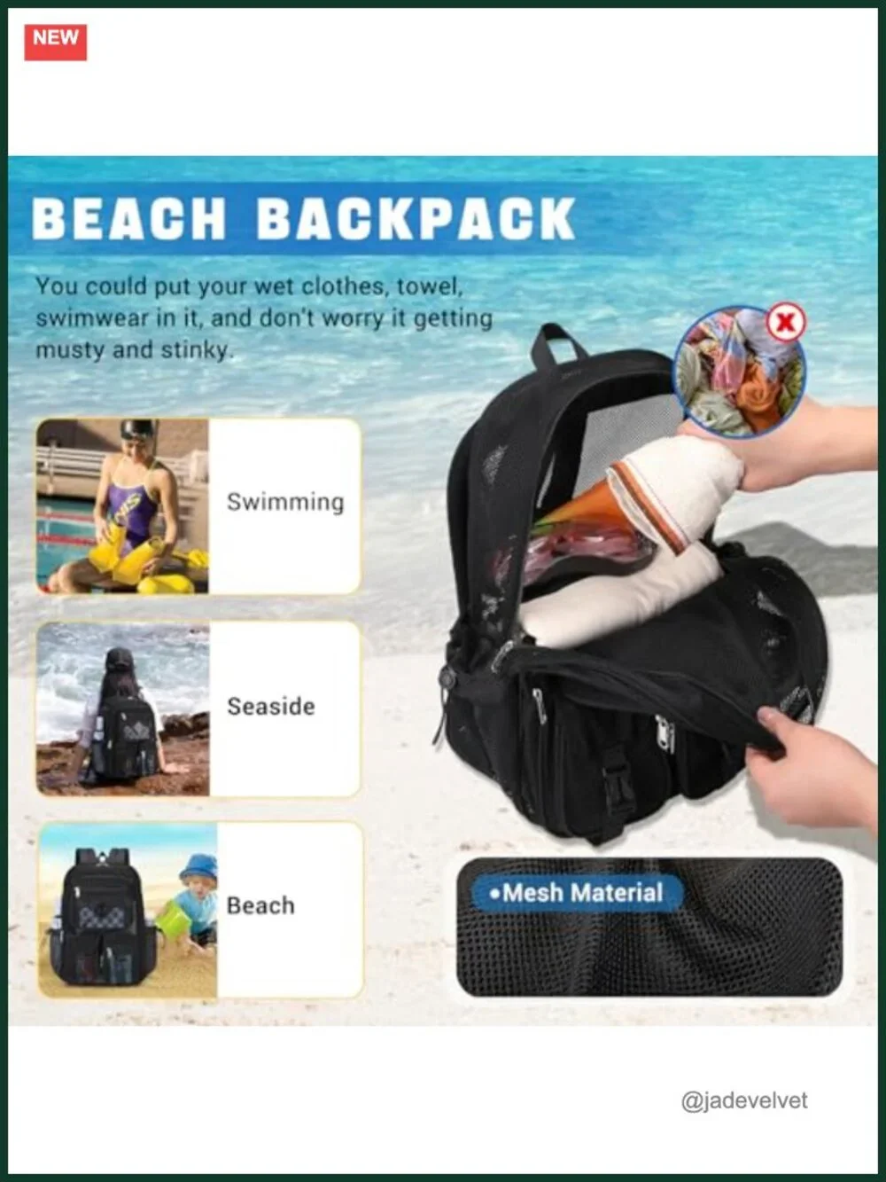 Mesh Backpack Heavy Duty See Through Net Bookbag for School Beach Travel Sports